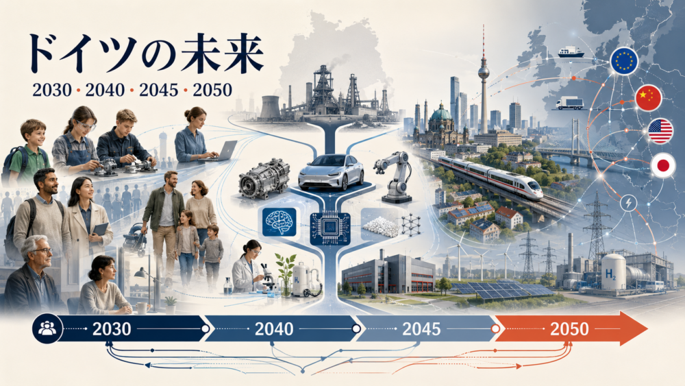 ドイツの未来を人口高齢化、移民、自動車・製造業、AI、エネルギー転換、EU、日本への影響から考えるイメージ